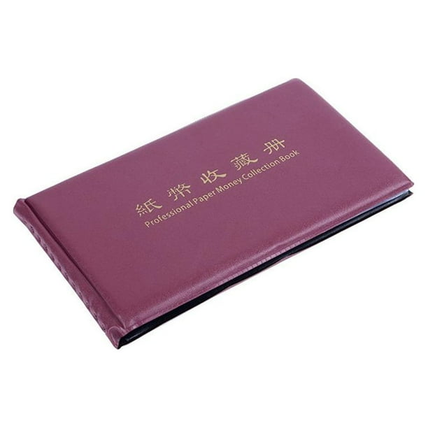 Yuarrent Álbum de billetes de papel, libro de colección, soporte de sellos reutilizable, colector de protección de mangas de hojas sueltas Almacenamiento y organización del hogar Vino rojo