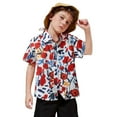 thumbnail image 1 of Chemises Garçons Été Plage Hawaïenne Florale Manches Courtes Décontracté Chemise à Col Rouge 7-8 Ans, 1 of 5