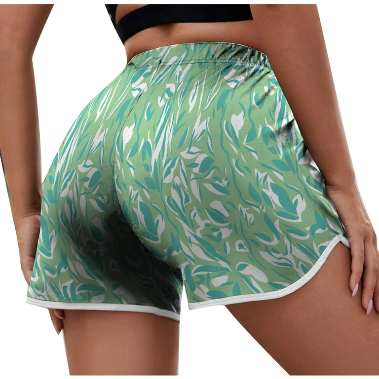 Olyvenn Summer Women's Lightweight Shorts Beachwear Casual Print Short Pants  Elastic Waist Drawstring Comfy Shorts Workout Trendy Women 2023 Mint Green  4 