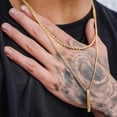 thumbnail image 4 of . 3D Vertical Bar Necklaces for Men  Layering Stainless Steel Geometric Pendant  Layered Wheat Rope Cuban Chain  Boy Collar, 4 of 7