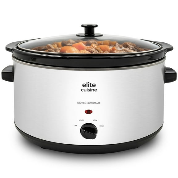 Elite Cuisine MST511 8.5Qt. Stainless Steel Slow Cooker with Adjustable Settings and Keep Warm