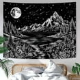 thumbnail image 2 of Gojian Black and White Tapestry Starry Night Mountain Tapestries for Bedroom Aesthetic Moon and Stars Tapastry's Wall Hanging Dark Nature Forest Wall Tapestry for Living Room Dorm, 2 of 6