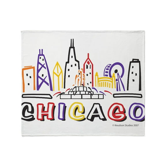 CafePress - Chicago Fun Skyline Throw Blanket - Soft Fleece Throw Blanket, 50"x60" for All Ages