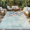 thumbnail image 3 of Fsddascl Pink Spring Flower Outdoor Rug for Patio/Deck/Porch, Non-Slip Large Area Rug 4 x 6 Ft, Retro Blue Wall Mottled Pastoral Indoor Outdoor Rugs Washable Area Rugs, Reversible Camping Rug Carpet, 3 of 5