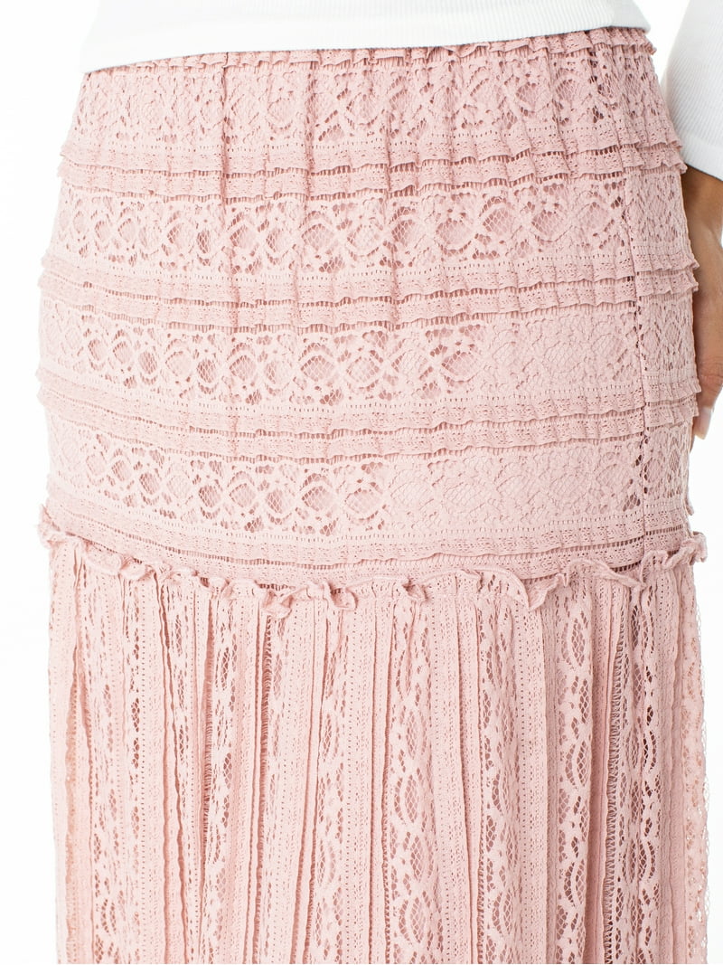 Celebrity Pink Women's Lace Tiered Maxi Skirt, Sizes XS-XXXL, image size:800x1067