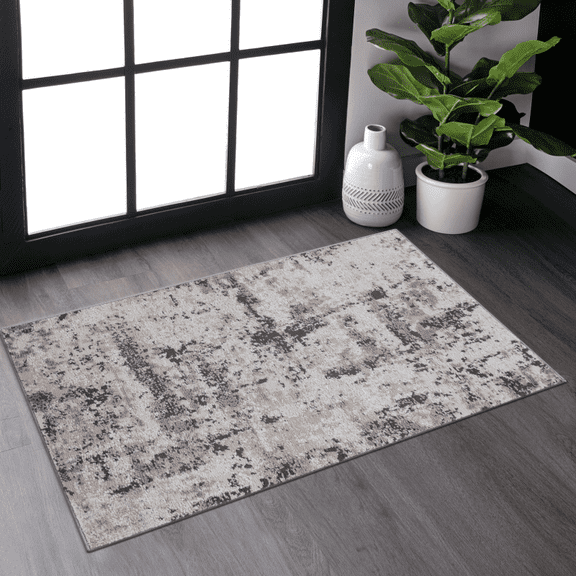 NAAR PAYAS Collection 2X8 Cream / Brown / Abstract Runner Rug
