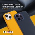 thumbnail image 2 of Genuine Leather Case for iPhone 16 Pro Max (6.9 inch),Stylish Litchi Leather case with Soft Fiber Lining,Lip Screen Protection,Compatible with MagSafe,Berry, 2 of 5