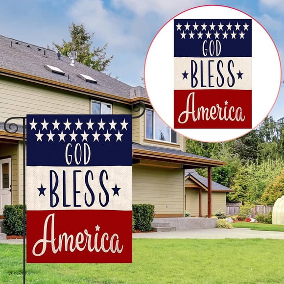 4Th of July Garden Flag Double Patriotic American Flag Yard Decoration Independence Day Memorial Day Veteran's Day Farmhouse Holiday Outside Decor