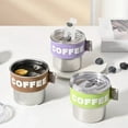 thumbnail image 1 of Taza de café de acero inoxidable 400mL | Taza de viaje aislante y resistente a fugas con tapa y funda elástica | Recipiente portátil para bebidas calientes a prueba de derrames | Café Verde | Uso de, 1 of 9