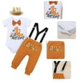thumbnail image 4 of IBTOM CASTLE Baby Boys Jungle Theme My 1st Birthday Outfit Romper+Pants+Suspenders+Headband 4Pcs Photoshoot Cake Smash Outfit 12-18 Months Brown, 4 of 8