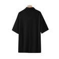thumbnail image 5 of DYMADE Mens Summer Lace Turn-down Collar Single Breasted Short Sleeve Casual Shirts, 5 of 5