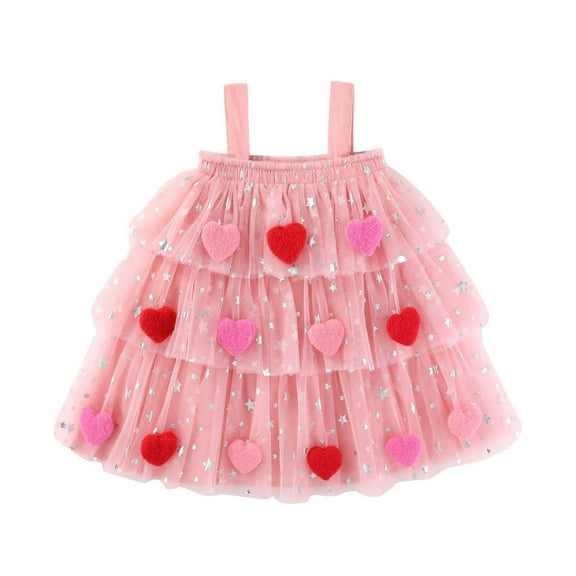 Hiijoy Toddler Girl Birthday Party Tutu Dress Sleeveless Layered Tulle Dress, Sizes 12M-7Y