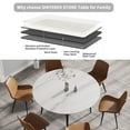 thumbnail image 4 of 59-Inch Round Marble Dining Table, 6-Person Capacity, White Modern Dining Table with Metal Base for Kitchen, 4 of 9