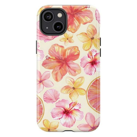 Tropical Hibiscus iPhone Case, Watercolor Floral Phone Cover for iPhone 16 15 14 13 12 11 Pro Max
