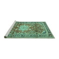 thumbnail image 2 of Ahgly Company Machine Washable Indoor Square Persian Turquoise Blue Traditional Area Rugs, 7' Square, 2 of 4