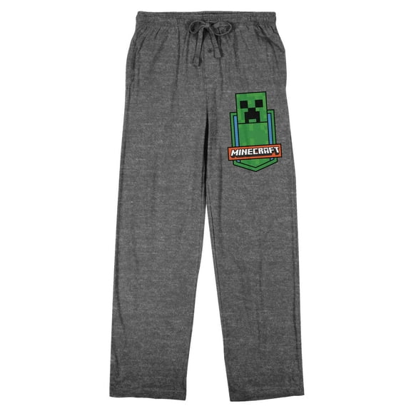 Minecraft Creeper Badge Men's Graphite Heather Sleep Pants-Medium