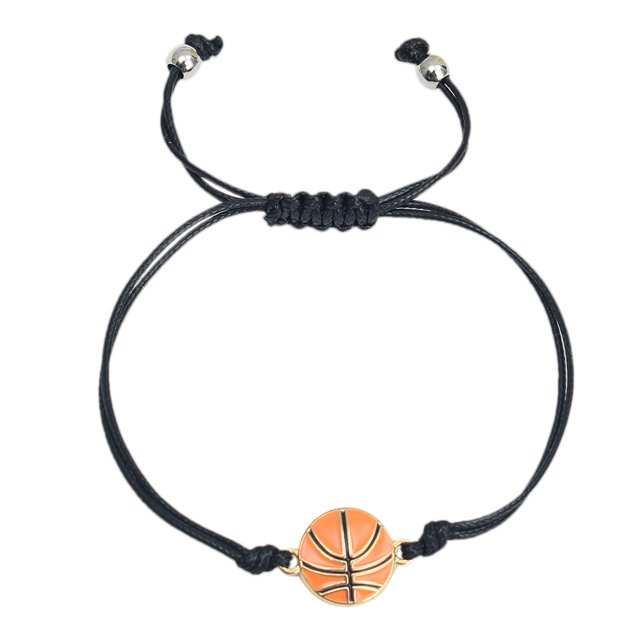 Hecho a mano ajustable cuerda de cera tejida no barniz pulsera de tenis baloncesto béisbol rugby encanto deportes pulsera de cuentas de baloncesto cuerda de cera pulsera de los hombres de la mano