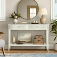thumbnail image 5 of Console Table with Drawer, 43.9" Entryway Table with Storage, Sofa Table Behind The Couch with Fluted Drawers and Open Shelf for Entrance Hallway Living Room, Cream White, 5 of 9