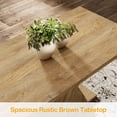 thumbnail image 3 of Tribesigns 55-Inch Farmhouse Dining Table, Rectangle Kitchen Table for 4-6 People, Rustic Wood Design for Dining Room, Kitchen, Living Room, Light Brown, 3 of 7