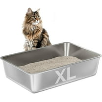 Stainless Steel Cat Litter Box,XL Metal Litter Boxes for Big Cats, Metal Pet Toilet Easy to Clean,High Sided Litters Box for Adult Big Cats,Non Stick, No Smell,23.6"x15.8"x6"