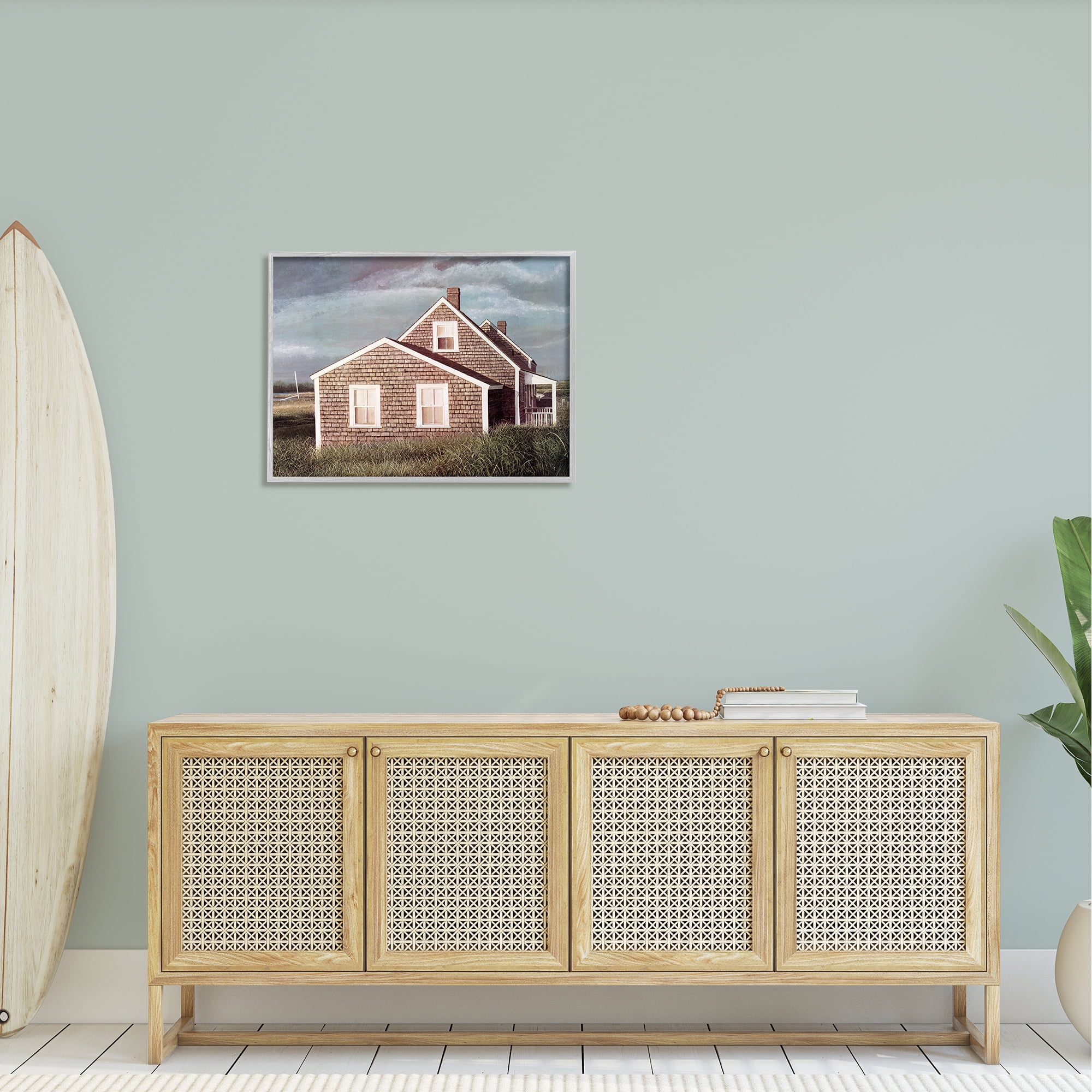 Stupell Industries Coastal Home Atmospheric Beachside Cloudy Sky Photograph Gray Framed Art Print Wall Art, Design by Tom Mielko