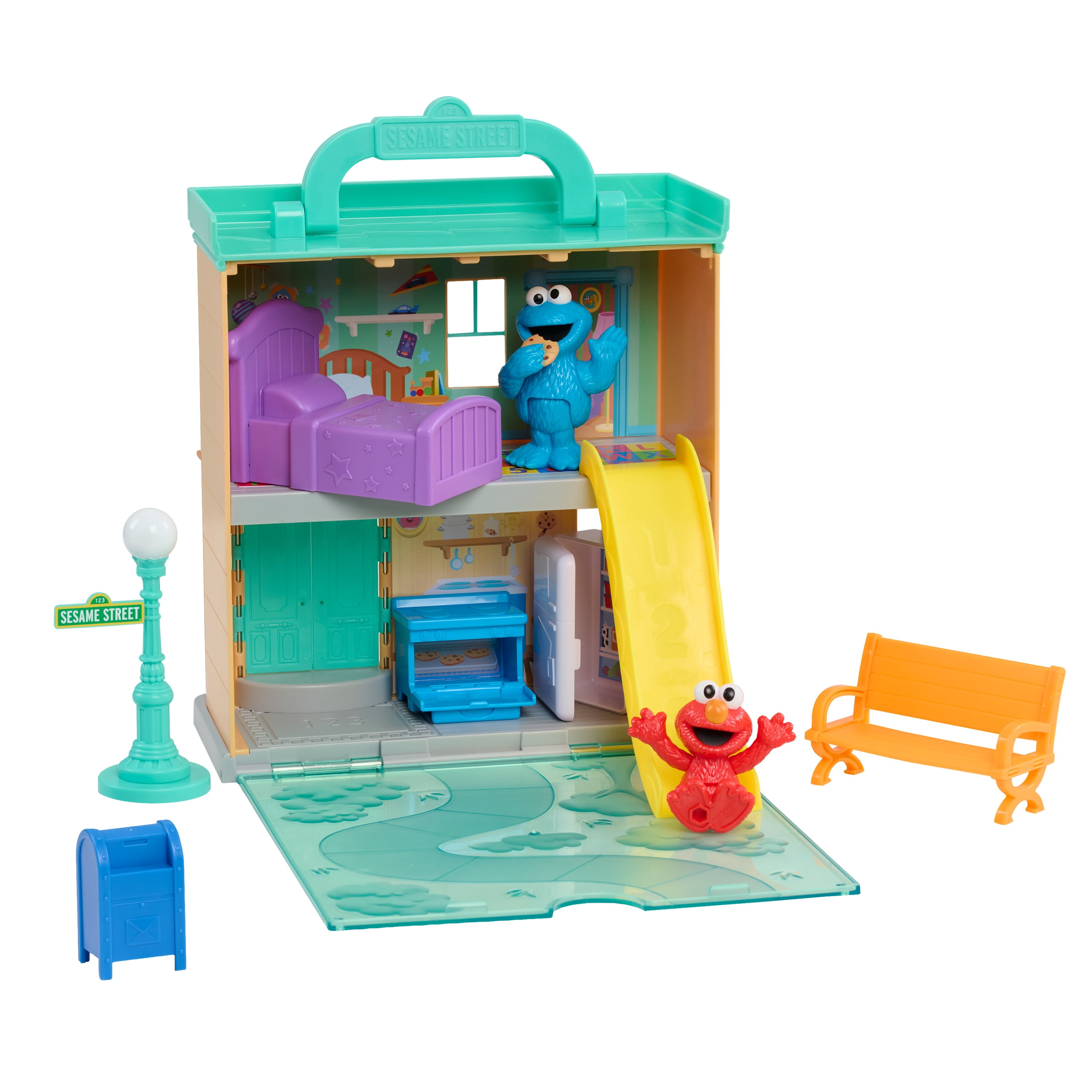 Sesame Street 123 Sesame Street Playset, 7 Accessories, Stow-and-Go Travel Toy, Walmart Exclusive, Ages 2+