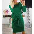thumbnail image 2 of Vestido PRETTYGARDEN Ajustado con Cinturón de Lazo Manga Larga Verde XL, 2 of 4