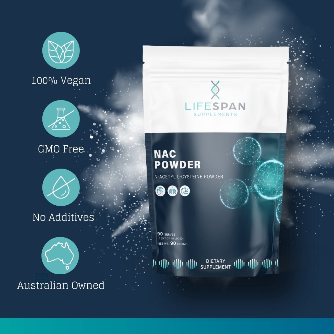 NAC Powder (N-Acetyl L-Cysteine) 90g – Antioxidant Support for Detox, Immune Health & Cellular Wellness – 90 Servings – Lifespan Supplements