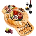 thumbnail image 1 of Tabla de Quesos Bluelander, Juego de Tablas y Cuchillos, Cuencos y Tenedores, Diseño Circular, Bambú, 1 of 5