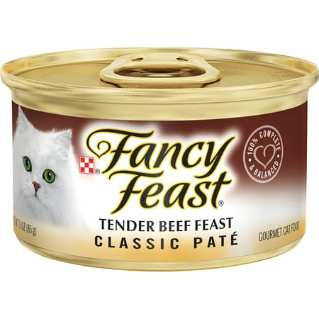 Fancy Feast Grain Free Pate Wet Cat Food, Tender Beef Feast, 3 oz. Can