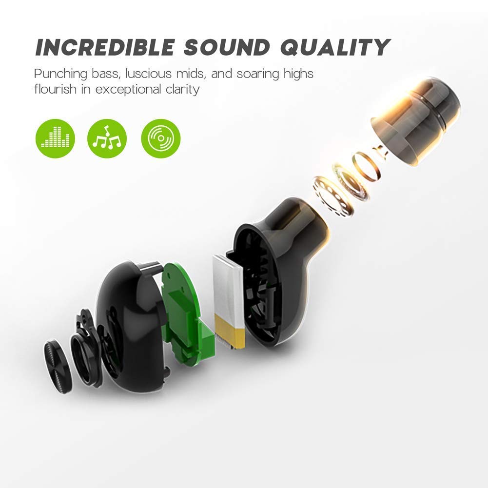 Wireless Bluetooth Earphone,Mini Bluetooth Earbud, Single Wireless Earbud with 48 Hour Battery Life - 700 mAh Charging Case, Invisible Headphone Earpiece 1pc Black - image 5 of 9