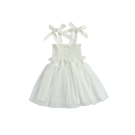 

ZIYIXIN Princess Kids Baby Girls Dress Strapless Solid Lace Knee Length Tutu Sundress White 12-18 Months