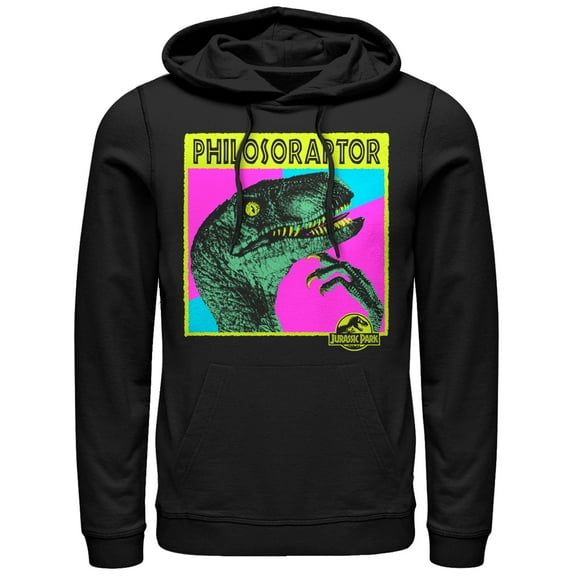 Men's Jurassic Park Philosoraptor  Pull Over Hoodie Black 3X Large