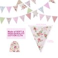 thumbnail image 3 of 40ft Fabric Pennants, 42pcs Outdoor Pennant Banner, Floral Vintage Cotton Triangle Flag for Ga, 3 of 5