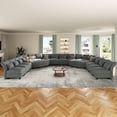 thumbnail image 4 of NYBOPAVIS Modular Sectional Sofa, 16 Seat Modular Sectional Sofa with Storage, 25.6" Deep Seat Chenille Sofa Couch for Living Room Gray, 4 of 9