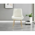 thumbnail image 3 of 2x Pesaro Cream Velvet Gold Leg Luxury Dining Chairs, 3 of 6