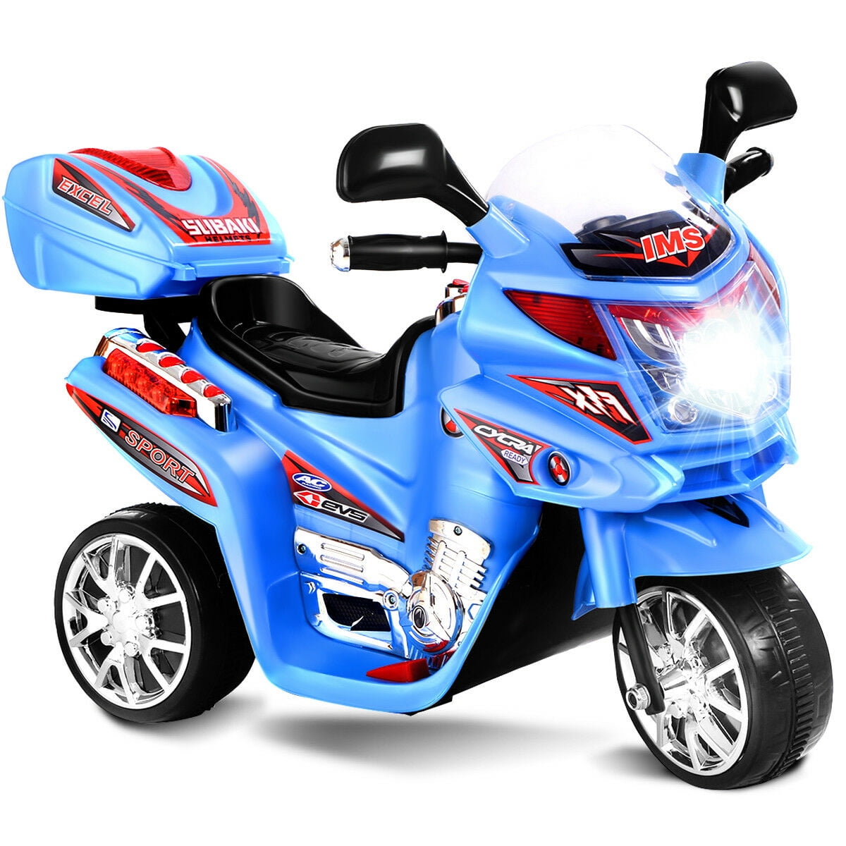 6v Battery Powered White Motorcycle Ride on Toy Kids Bike 3 Wheel Driveway Fun for sale online 