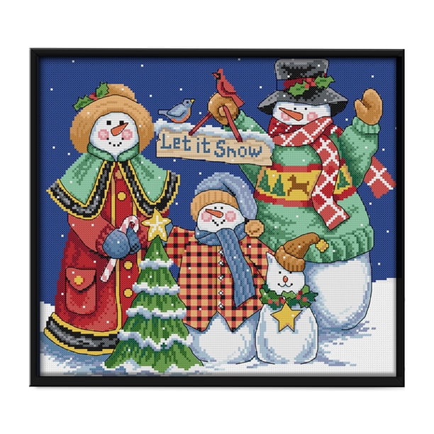 Cuadros Decorativos 14CT sello DIY habitación costura Navidad muñeco de nieve lienzo punto de cruz (K632) Ehuebsd embutido en tela