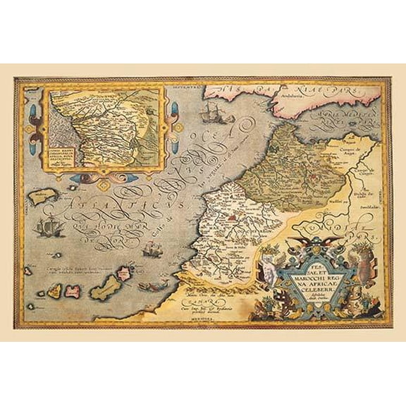 Map of Northwestern Africa-Fine Art Canvas Print (20" x 30")