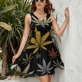 thumbnail image 3 of Weed Multicolored Black Background Dress Summer Street Style Dresses Female Sleeveless Printed Sundress, 3 of 7