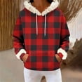 thumbnail image 5 of successthop Hoodie for Women Pullover with Pockets Long Sleeve Drawstring Top Plus Size Fleece Neck Checkered Streetwear, 5 of 6