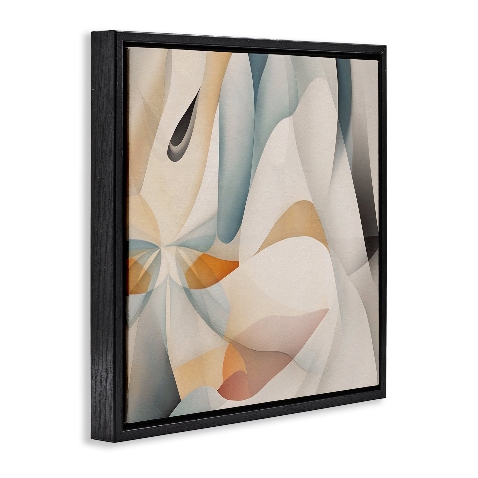 Stupell Industries Flowing Curved Shapes Abstract Painting Black Floater Framed Canvas Art Print Wall Art, 25 x 25