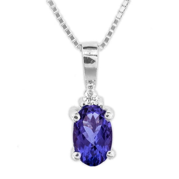 0.49 Ct. Tanzanite And Diamond Pendant Set In 14K Gold