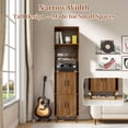 thumbnail image 3 of GODPAW 69" Tall Record Player Stand with Sliding Doors, 4-Tier Fluted Vinyl Record Storage Cabinet, Walnut, 3 of 8