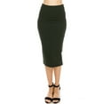 thumbnail image 3 of A2Y Women's Basic Solid Ponte Longline Techno Span High Waist Long Skirt Olive S, 3 of 3