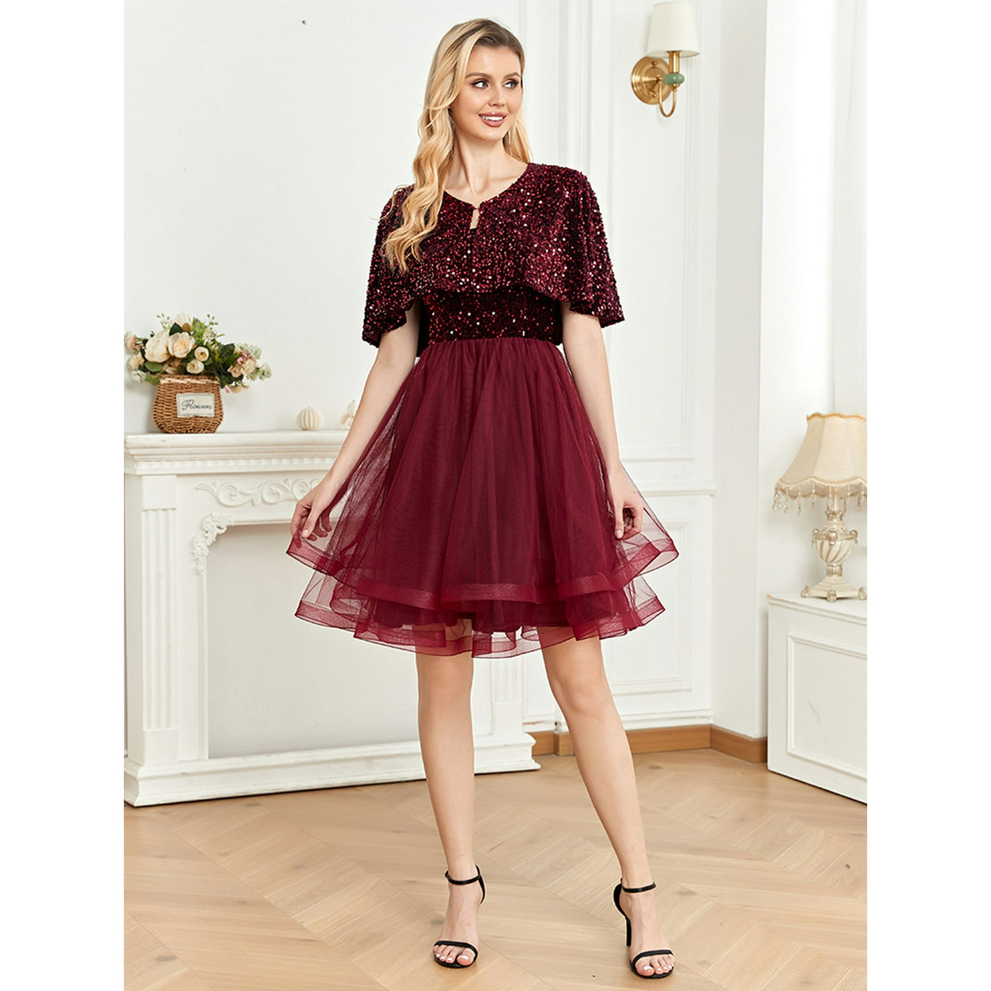 Robe de Mariée Robes d'Invité de Mariage pour Femmes Jupe Courte