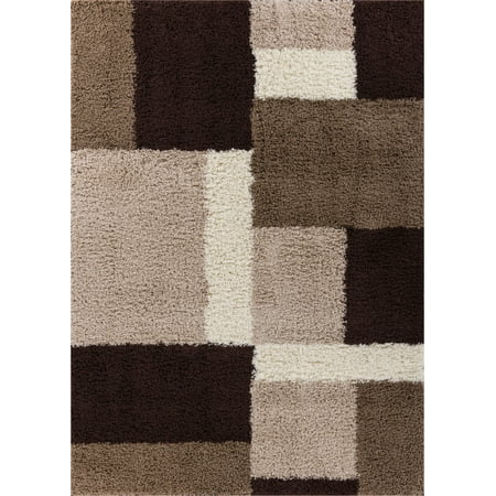 Shaggy Cubes Brown Plush Shag Modern Geometric Blocks & Squares 2x3 (2' x 3') Area Rug Easy to Clean Stain/Fade Resistant Thick (Best Way To Clean Shaggy Rugs)
