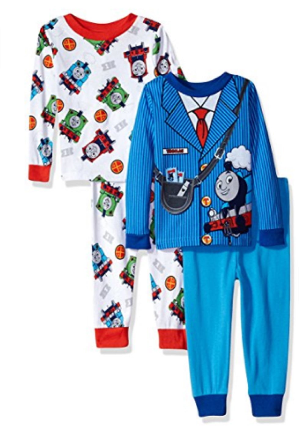 Thomas The Train Toddler Boys' 4-Piece Cotton Pajama Set, Crew Blue, 4T ...