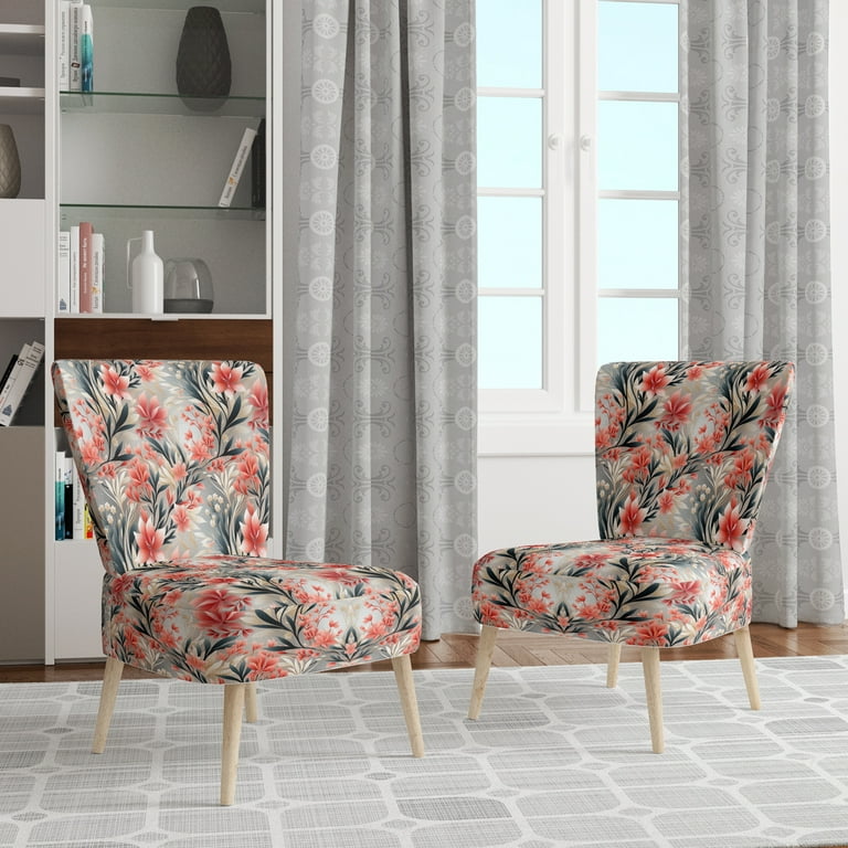 Designart Coral Tranquility II Coral Tropical Upholstered Accent Chair Tropical Arm Chair For Living Room Walmart
