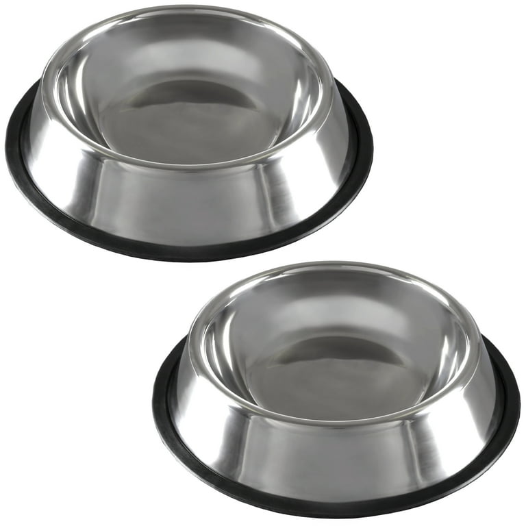 Petmaker 20 oz. 7 in. Stainless-Steel Nonslip Bamboo Dog Feeder with 2 Elevated Dog Bowls with Stand